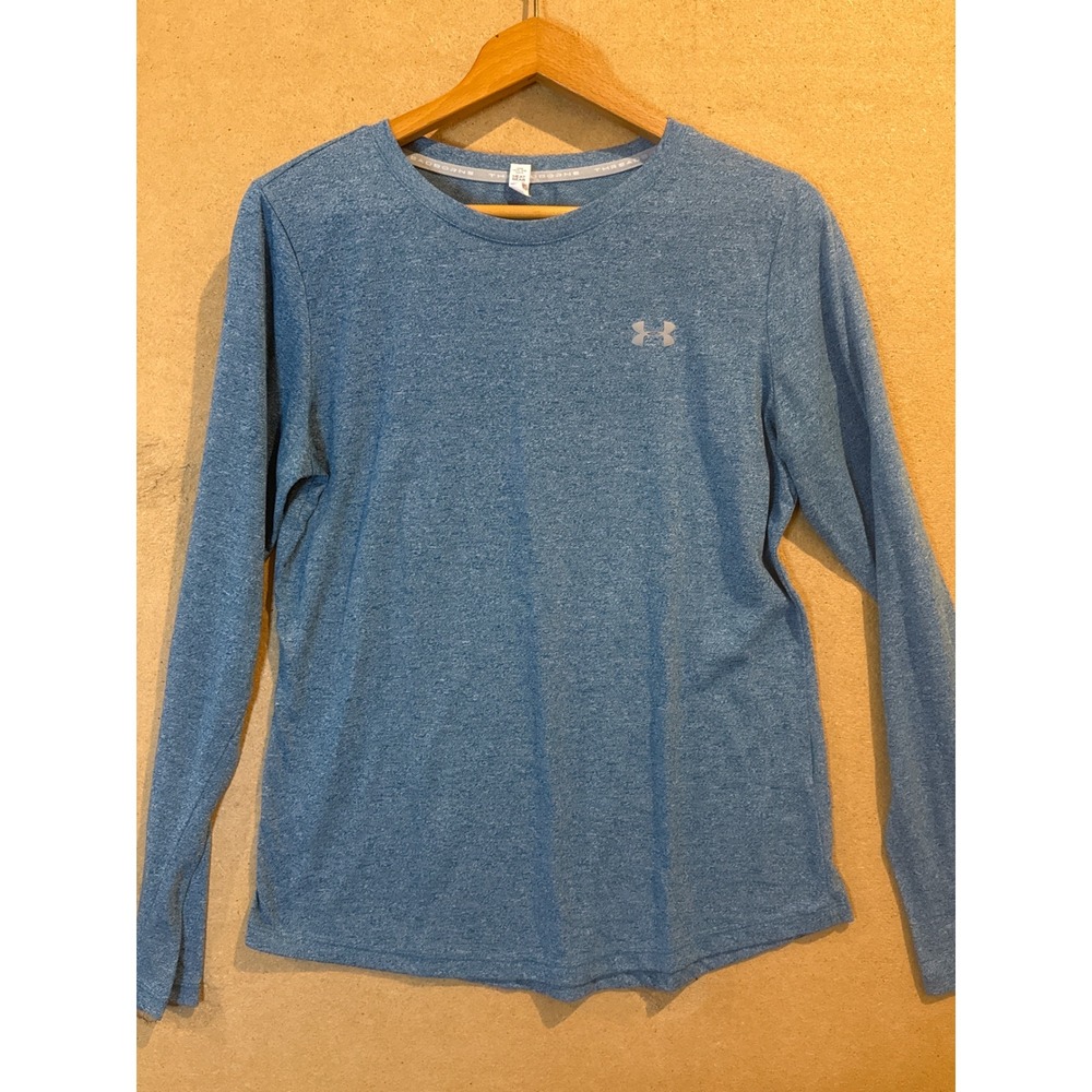 Under Armour Womens Threadborne HeatGear Long Sleeve Shirt Blue Heather Medium